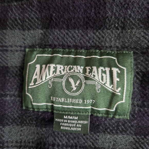 American Eagle Shirt Mens SM Womens Med Patchwork Plaid Heavy  Flannel Lumberjac - Picture 9 of 9